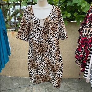 Janette Plus Asymmetrical Leopard Print Dress